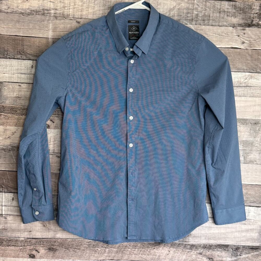 Bluffworks Men's Blue Long-Sleeve Casual Button-Down Shirt